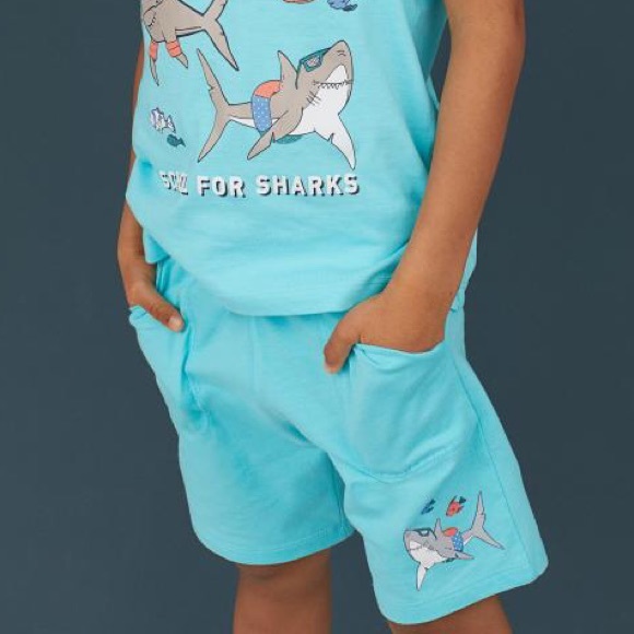 NWT H&M Boys Blue Summer Shark Shorts 18-24mo - Picture 3 of 3